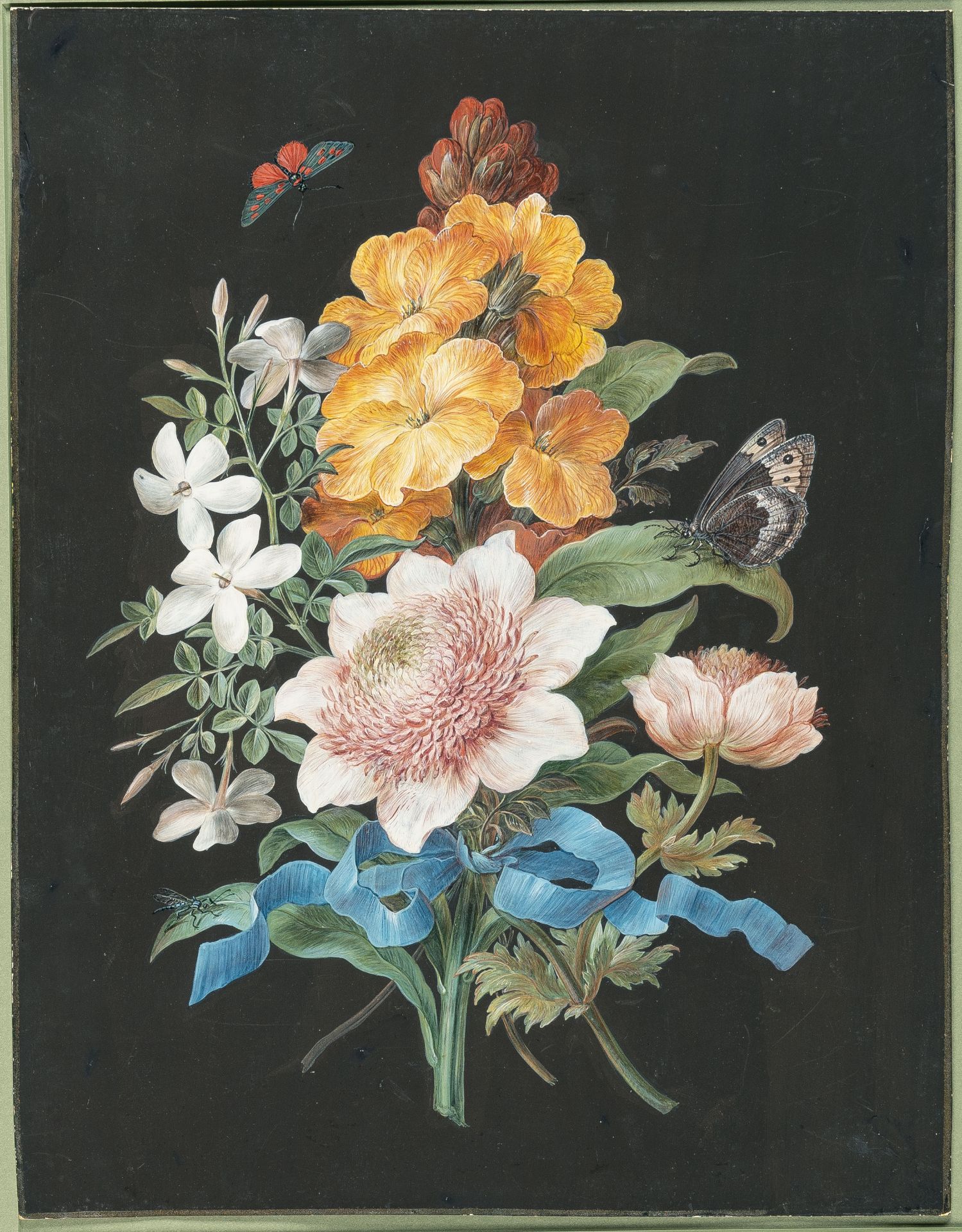 Barbara Regina Dietzsch, Bouquet with peonies, wallflowers and jasmine.Opaque colours, highlighted - Image 2 of 4