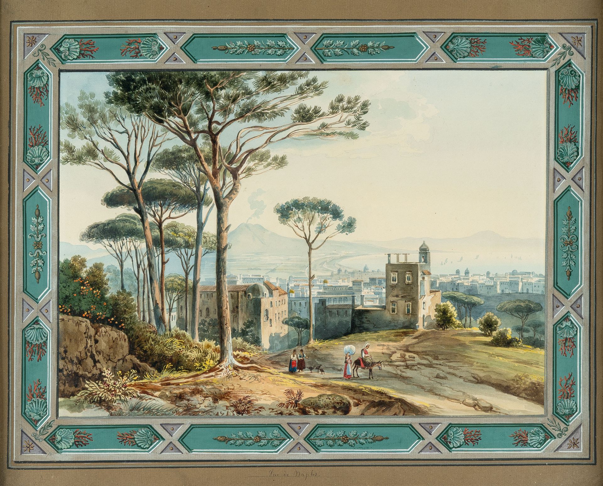 Deutsch, 2 sheets: Forum Romanum - View of Naples.Watercolour over pencil on firm wove, partially