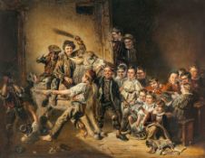 Joseph Hornung (1792 - Genf - 1870) – Kinder beim Spielen mit einem Esel