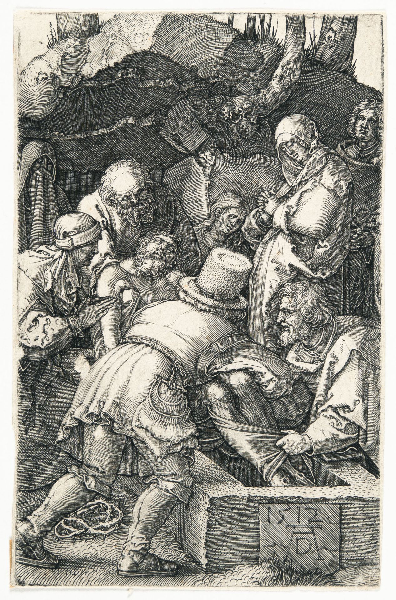 Albrecht Dürer, The deposition.Engraving on laid paper. (1512). 11.8 x 7.6 cm (sheet size). Sheet 13 - Image 2 of 3