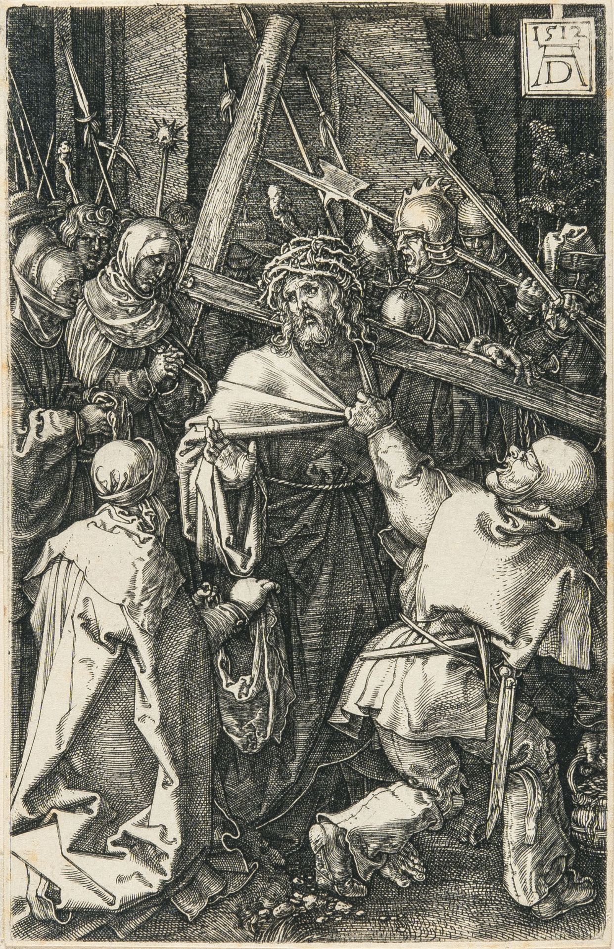 Albrecht Dürer, The Carrying of the Cross.Engraving on laid paper. (1512). 11.7 x 7.5 cm (sheet