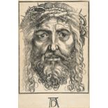 Hans Sebald Beham, The Head of Christ Crowned with Thorns.Woodcut on laid paper with watermark “
