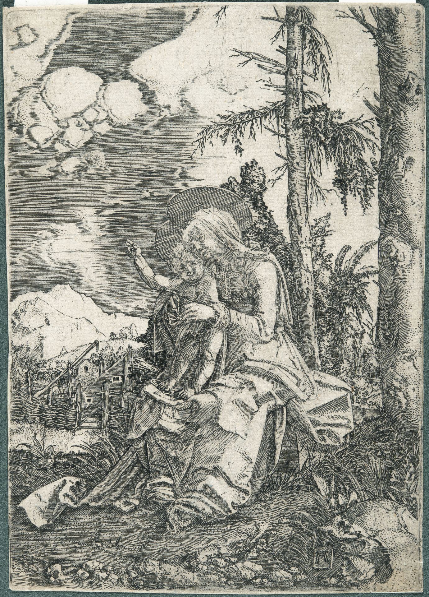 Albrecht Altdorfer, The Virgin with the blessing Christ Child.Engraving on laid paper with watermark - Image 2 of 3