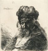 Rembrandt Harmensz. Van Rijn – Alter bärtiger Mann mit hoher Pelzmütze