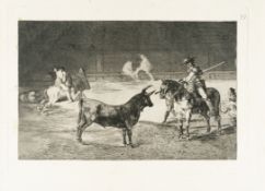 Francisco De Goya – El Célebre Fernando de Toro, Barilarguero, Obligando á la Fiera con su Garrocha