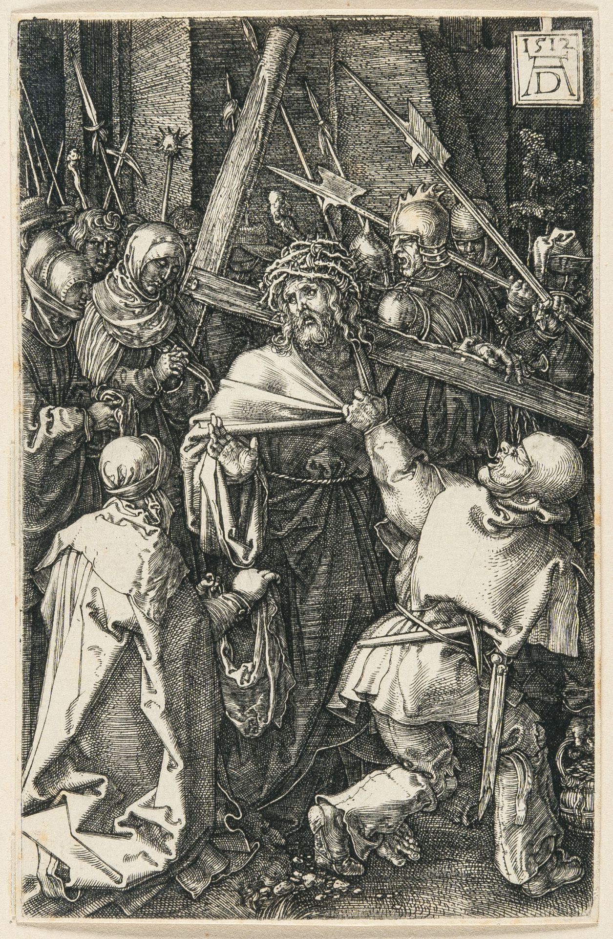 Albrecht Dürer, The Carrying of the Cross.Engraving on laid paper. (1512). 11.7 x 7.5 cm (sheet - Image 2 of 3