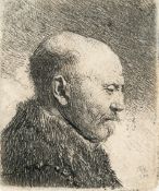 Rembrandt Harmensz. Van Rijn – Kahlköpfiger Mann, im Profil rechts (der Vater des Künstlers?)