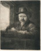 Rembrandt Harmensz. Van Rijn – Selbstbildnis, zeichnend
