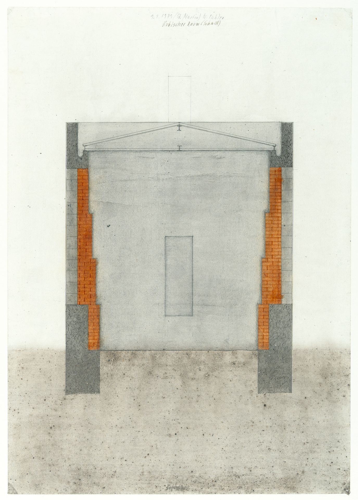 Walter Pichler, 3 Bll.: „Fasade“ – „Kubischer Raum (Schnitt)“ – „Kubischer Raum“ (3 sheets: "Facade" - Image 3 of 5