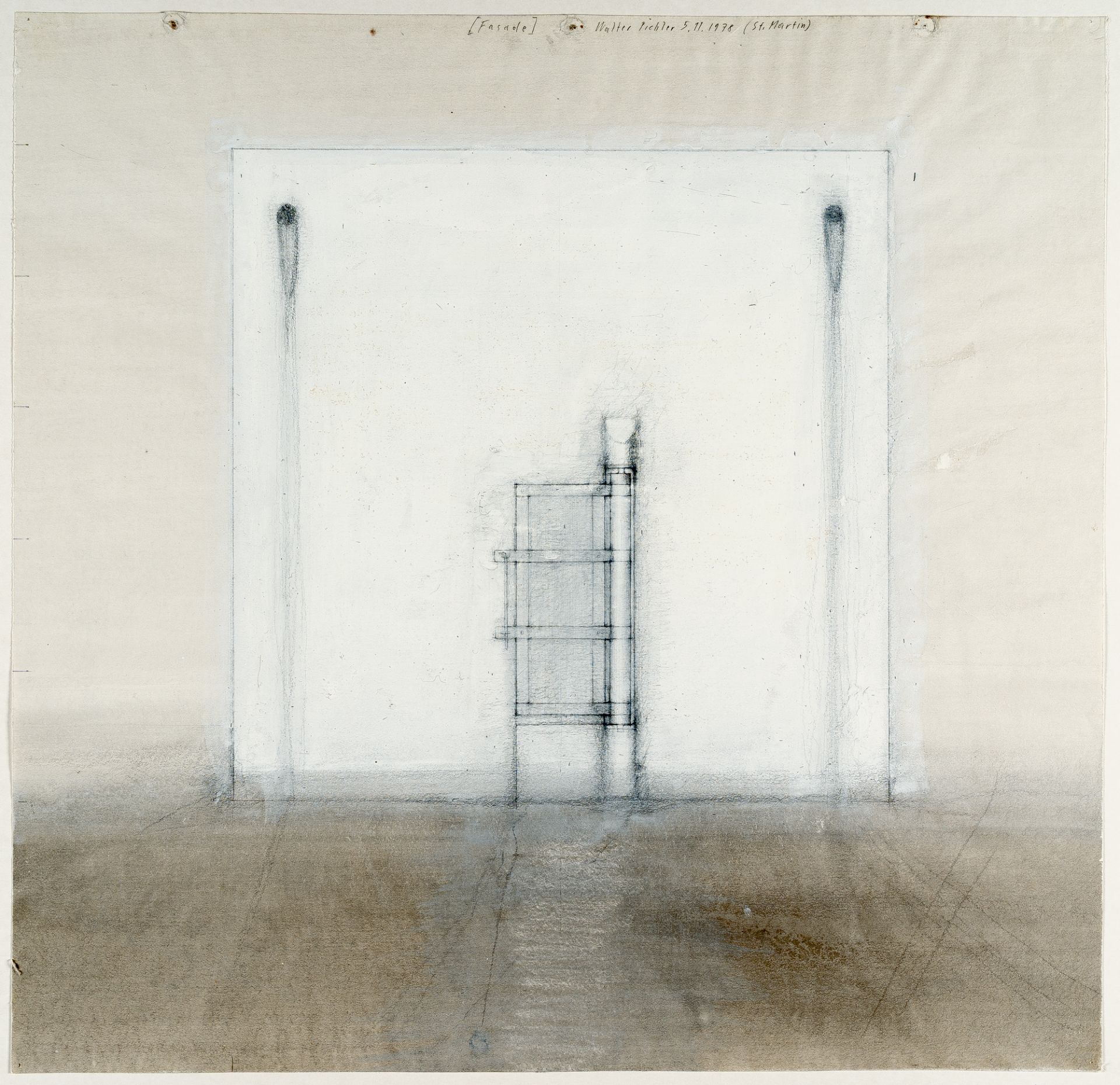 Walter Pichler, 3 Bll.: „Fasade“ – „Kubischer Raum (Schnitt)“ – „Kubischer Raum“ (3 sheets: "Facade" - Image 2 of 5
