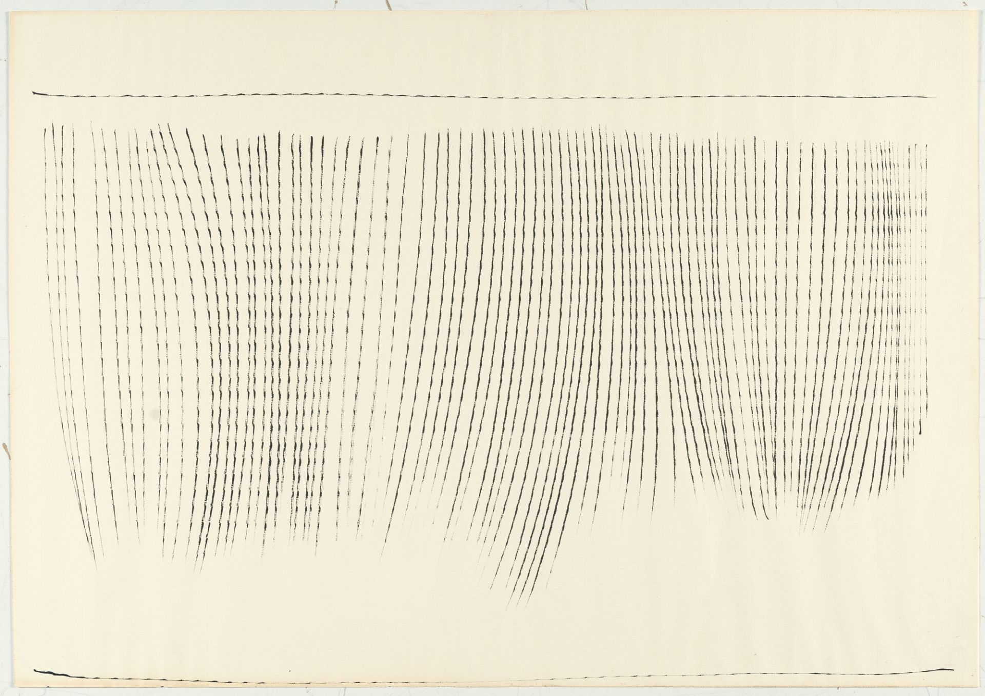 Heinz Mack, Untitled.Indian ink on laid paper. (1963). Ca. 42.5 x 60.5 cm. Signed (trimmed) and - Image 2 of 5