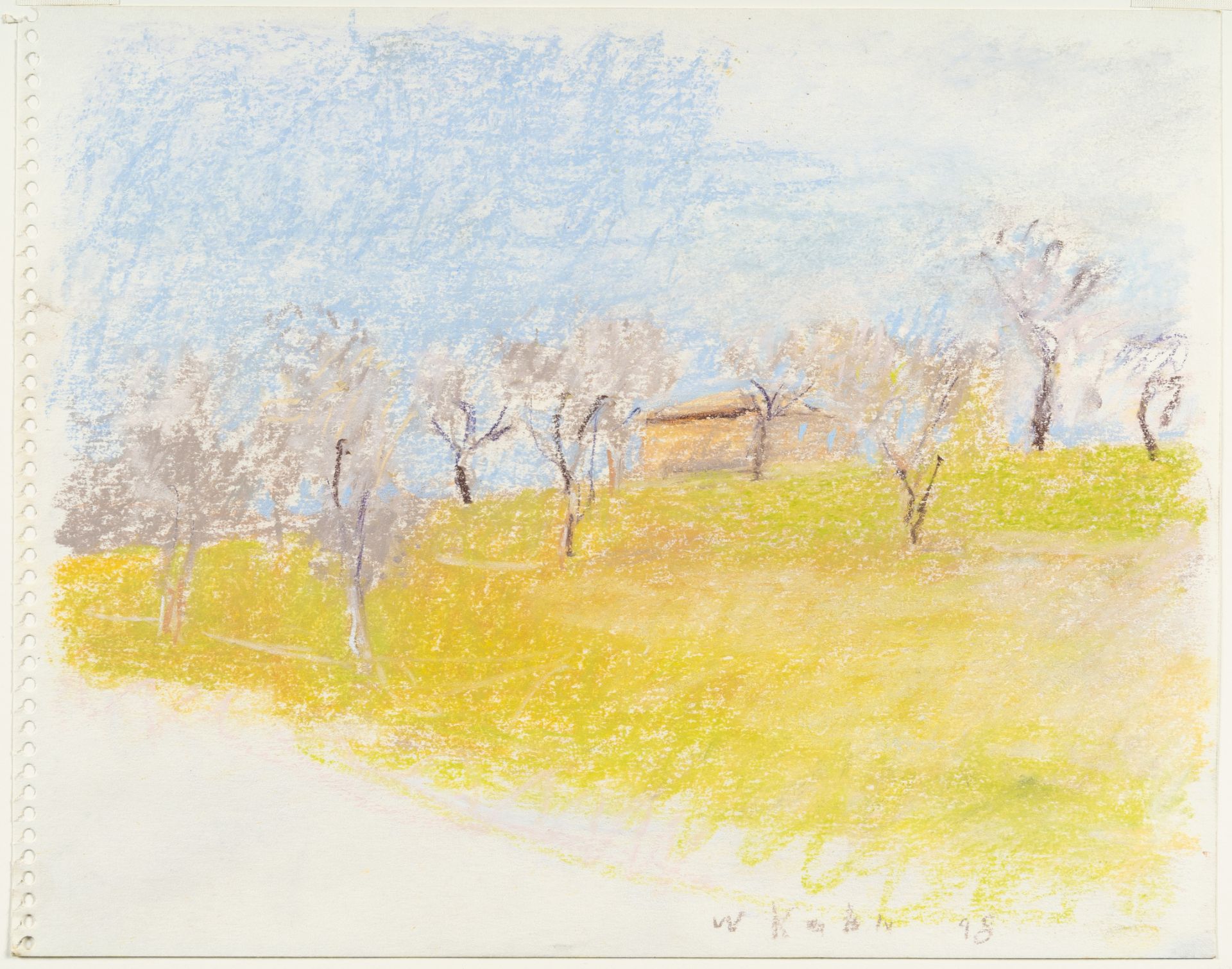 Wolf Kahn, Olive grove/Tuscany.Pastel on writing pad paper. (19)98. Ca. 28 x 35.5 cm. Signed and - Image 2 of 3
