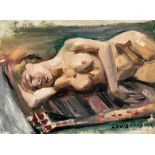 Lovis Corinth, Female demi-nude.Oil on canvas, relined. (1913). Ca. 35.5 x 47.5 cm. Signed lower