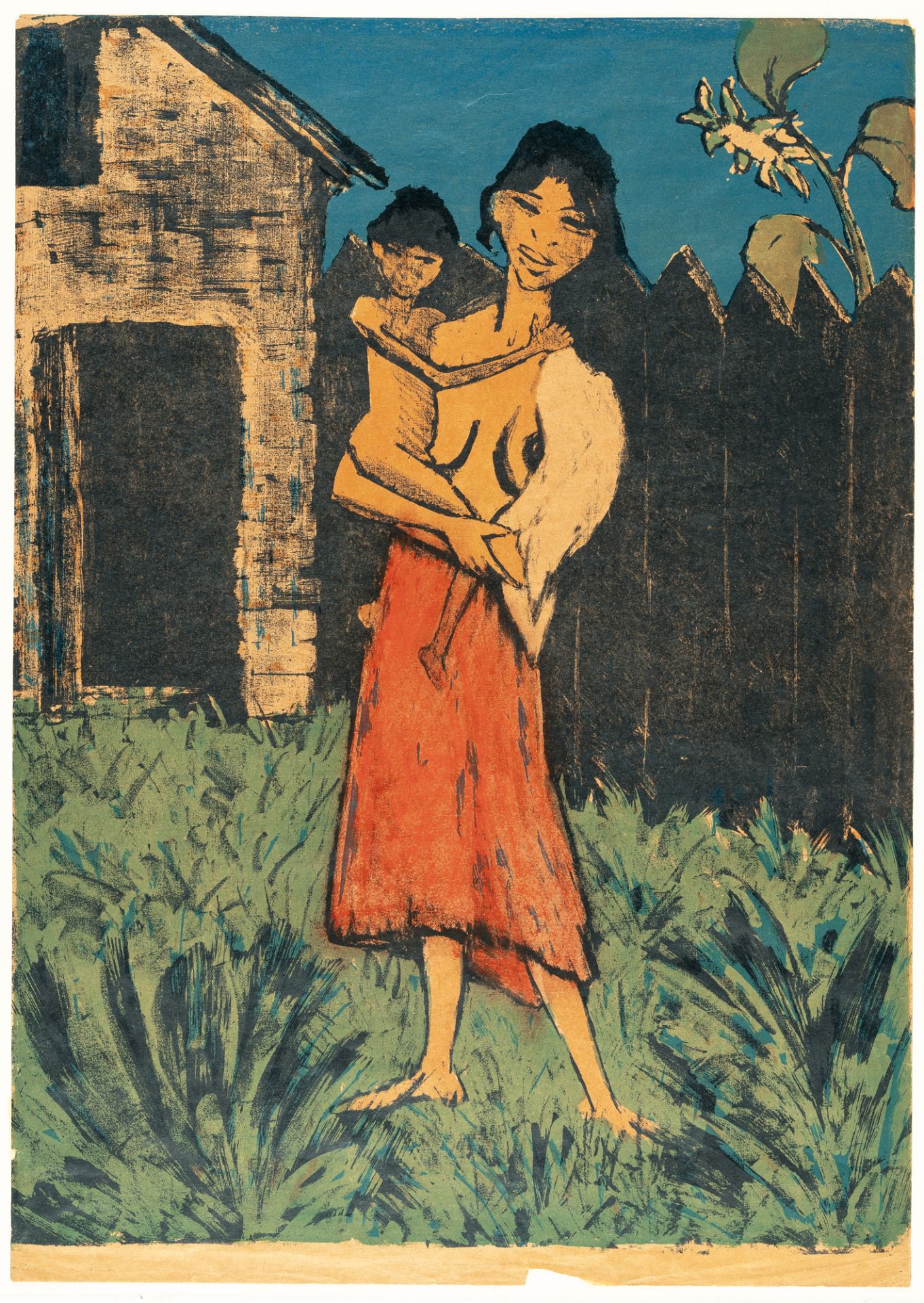 Otto Mueller (1874 Liebau/Schlesien - Breslau 1930) – Stehende Zigeunerin mit Kind auf dem Arm - Bild 4 aus 4