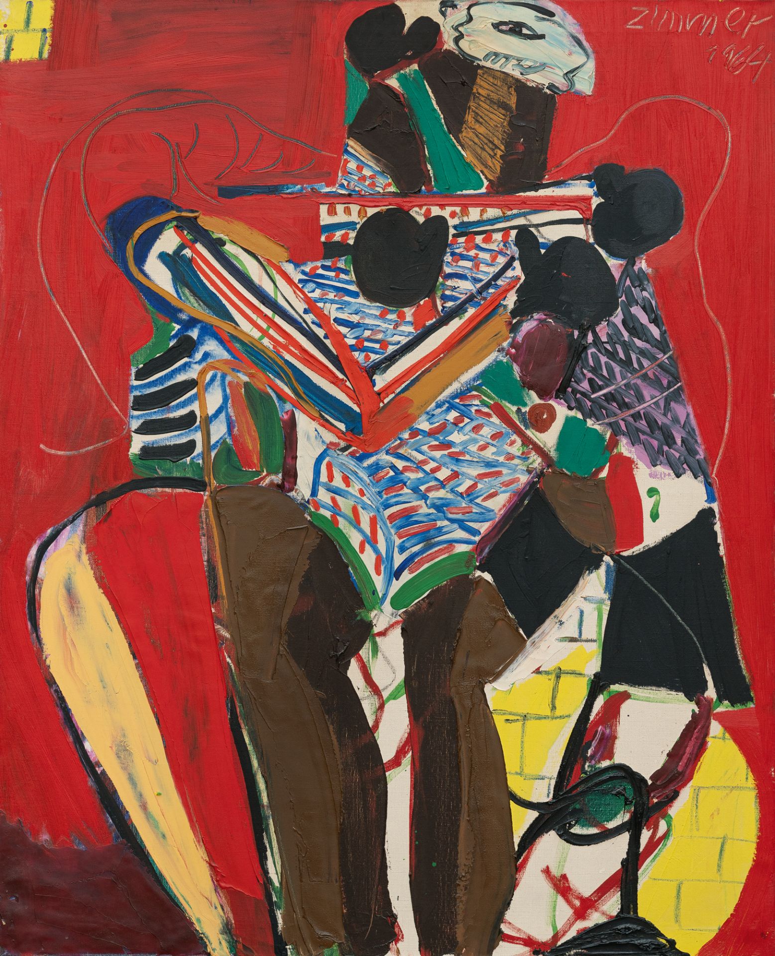Hp Zimmer, „Boxer“ ("Boxer").Oil on canvas. 1964. Ca. 125 x 100 cm. Signed and dated (incised) upper