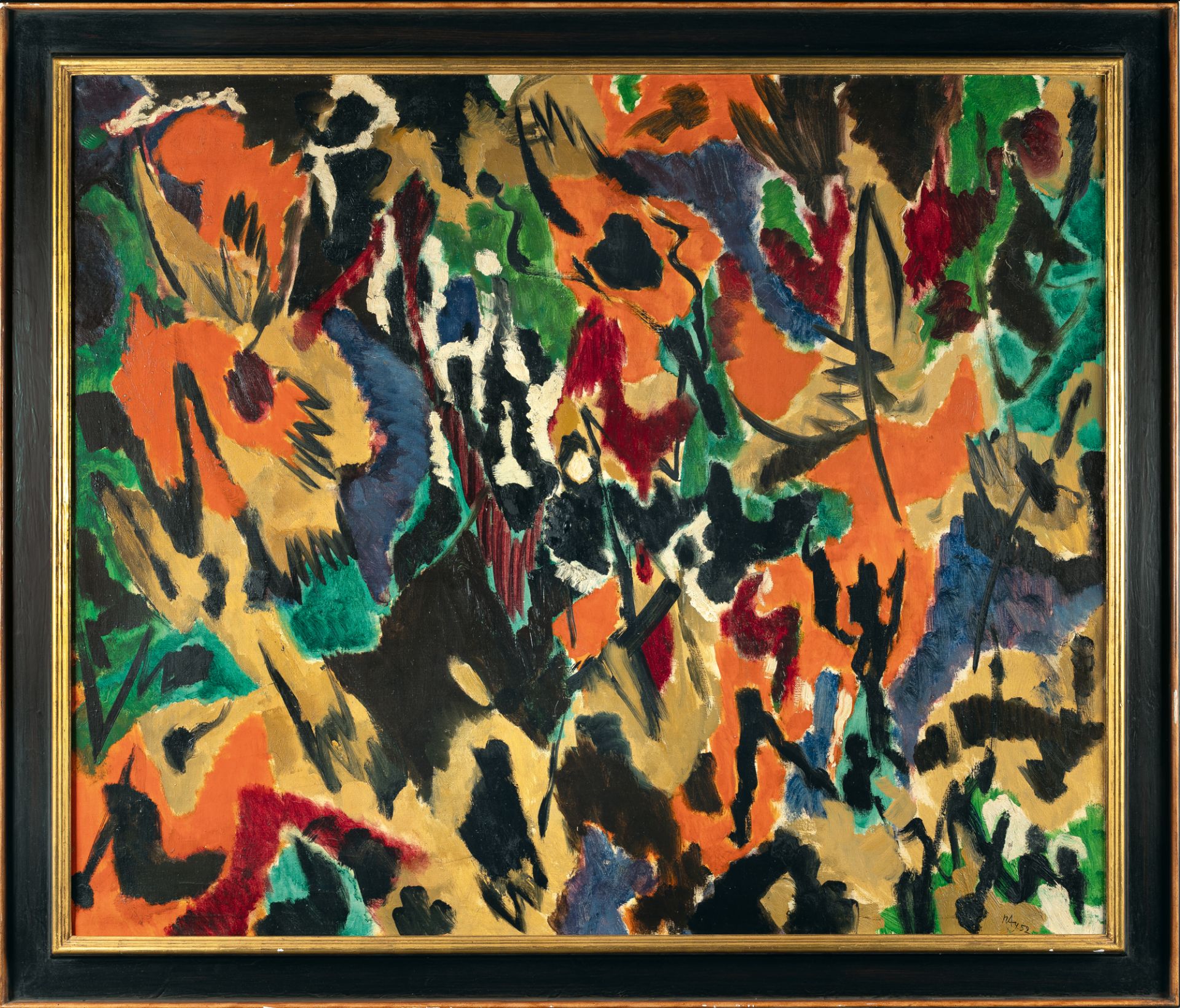 Ernst Wilhelm Nay, Orange mercurial.Oil on canvas. (19)52. Ca. 100 x 119.5 cm. Signed and dated - Image 2 of 4