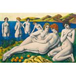 Pierre-Paul Girieud, Grand Lesbos (Baigneuses).Oil on canvas. 1910. Ca. 150 x 225 cm. Signed and