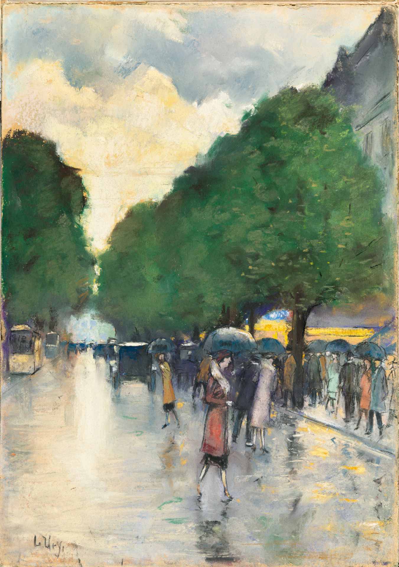Lesser Ury (1861 Birnbaum/Posen - Berlin 1931) – Herbstliche Straßenszene bei Regen, Berlin - Bild 5 aus 5