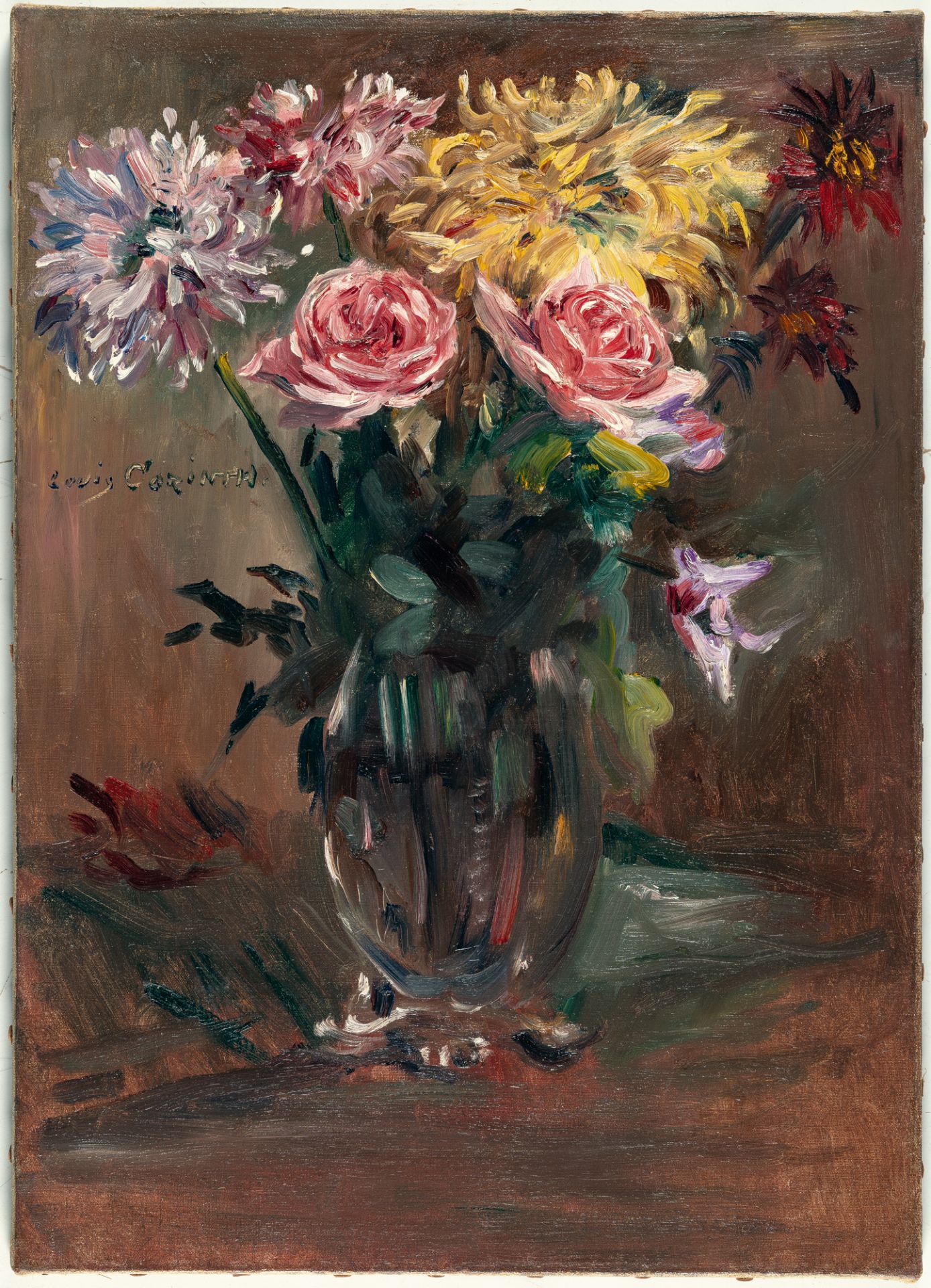 Lovis Corinth, Flowers in a vase.Oil on canvas. (1910). Ca. 70 x 50.5 cm. Signed centre left. - Image 4 of 4