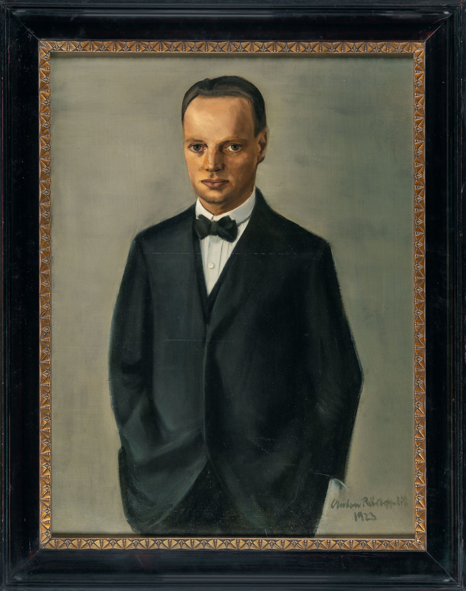 Anton Räderscheidt, Portrait of Dr. Georg Lüttke.Oil on canvas, relined. 1923. Ca. 90 x 67 cm. - Image 2 of 4