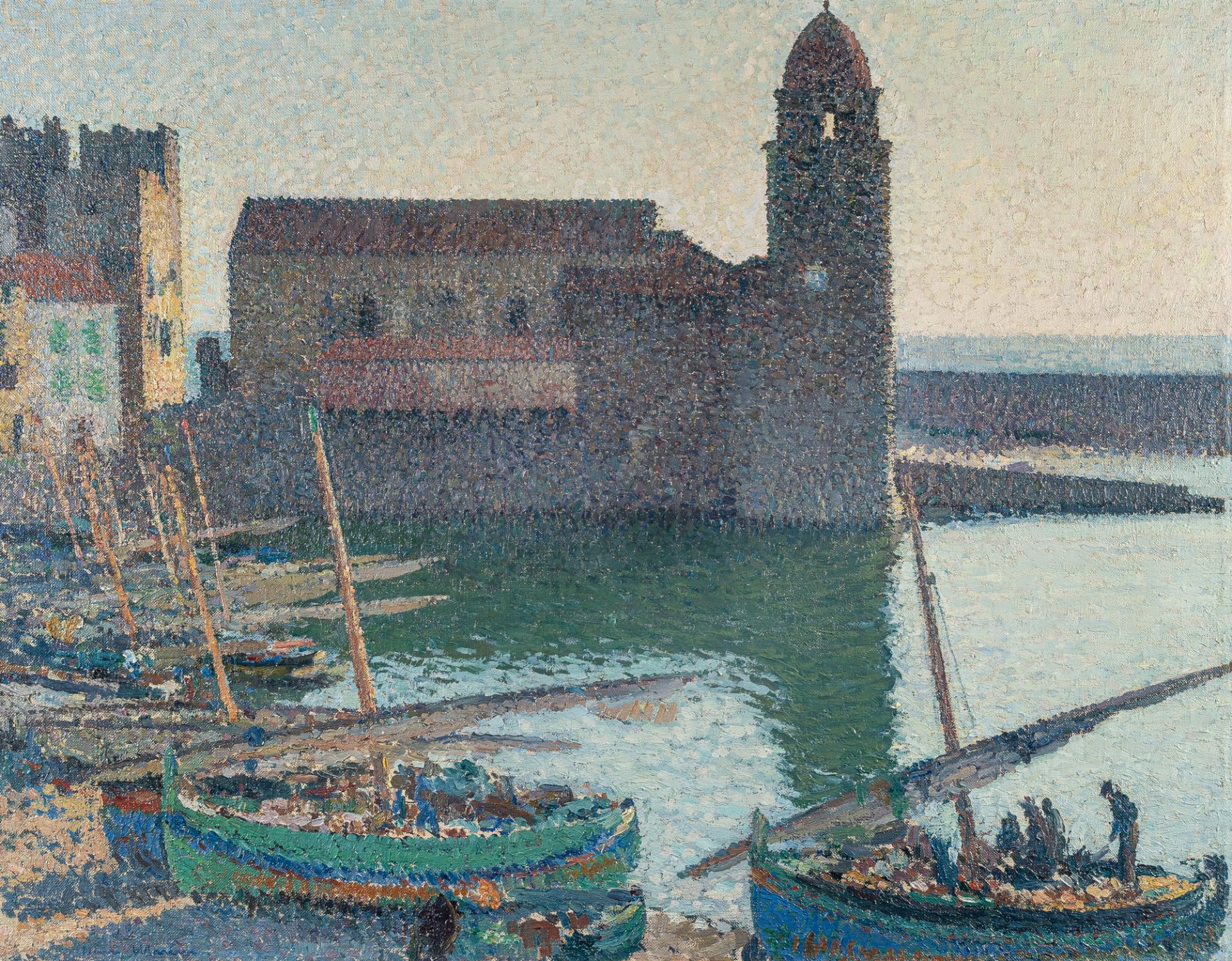 Henri Jean Guillaume Martin, Le Port de Collioure.Oil on canvas. (Around 1930). Ca. 78 x 100.5 cm.