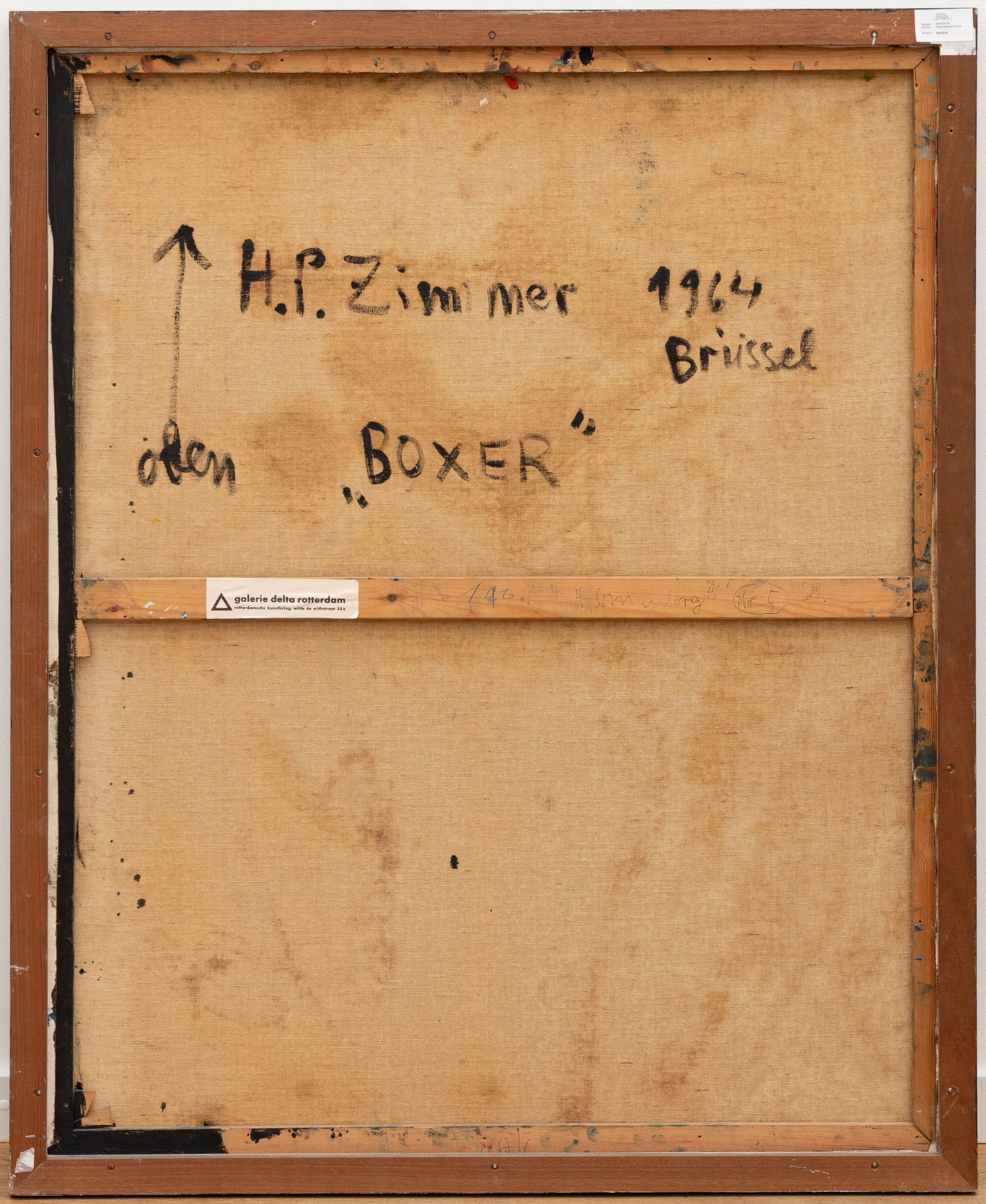 Hp Zimmer, „Boxer“ ("Boxer").Oil on canvas. 1964. Ca. 125 x 100 cm. Signed and dated (incised) upper - Image 2 of 3