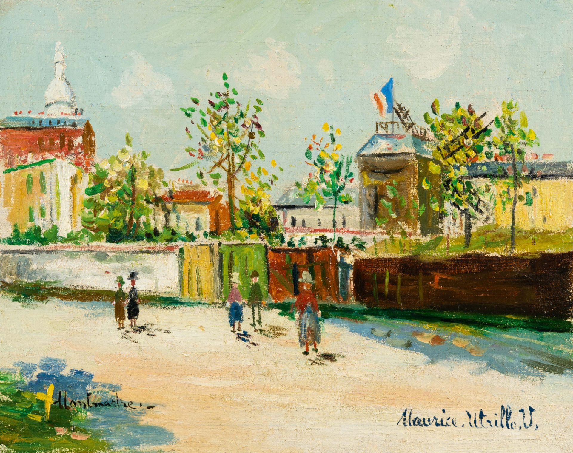 Maurice Utrillo, Moulin de La Galette à Montmartre.Oil on canvas. (Around 1950). Ca. 33 x 41 cm.