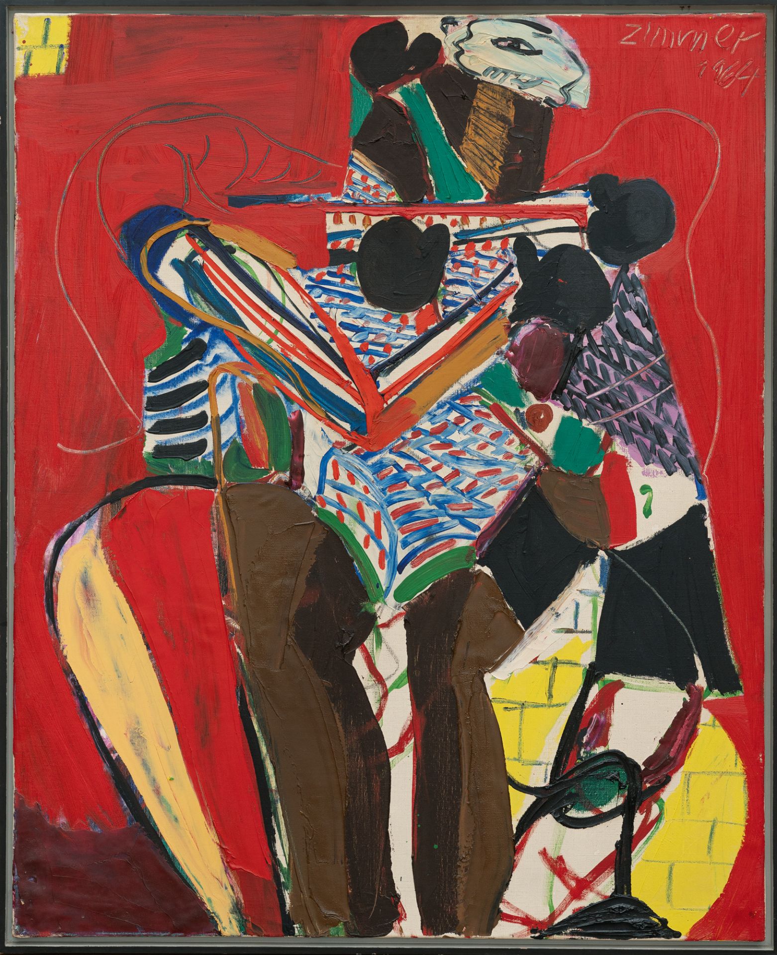 Hp Zimmer, „Boxer“ ("Boxer").Oil on canvas. 1964. Ca. 125 x 100 cm. Signed and dated (incised) upper - Image 3 of 3