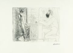 Pablo Picasso (1881 Málaga - Mougins bei Cannes 1973) – Sculpteur travaillant sur le motif avec Mari