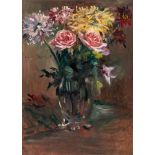 Lovis Corinth, Flowers in a vase.Oil on canvas. (1910). Ca. 70 x 50.5 cm. Signed centre left.