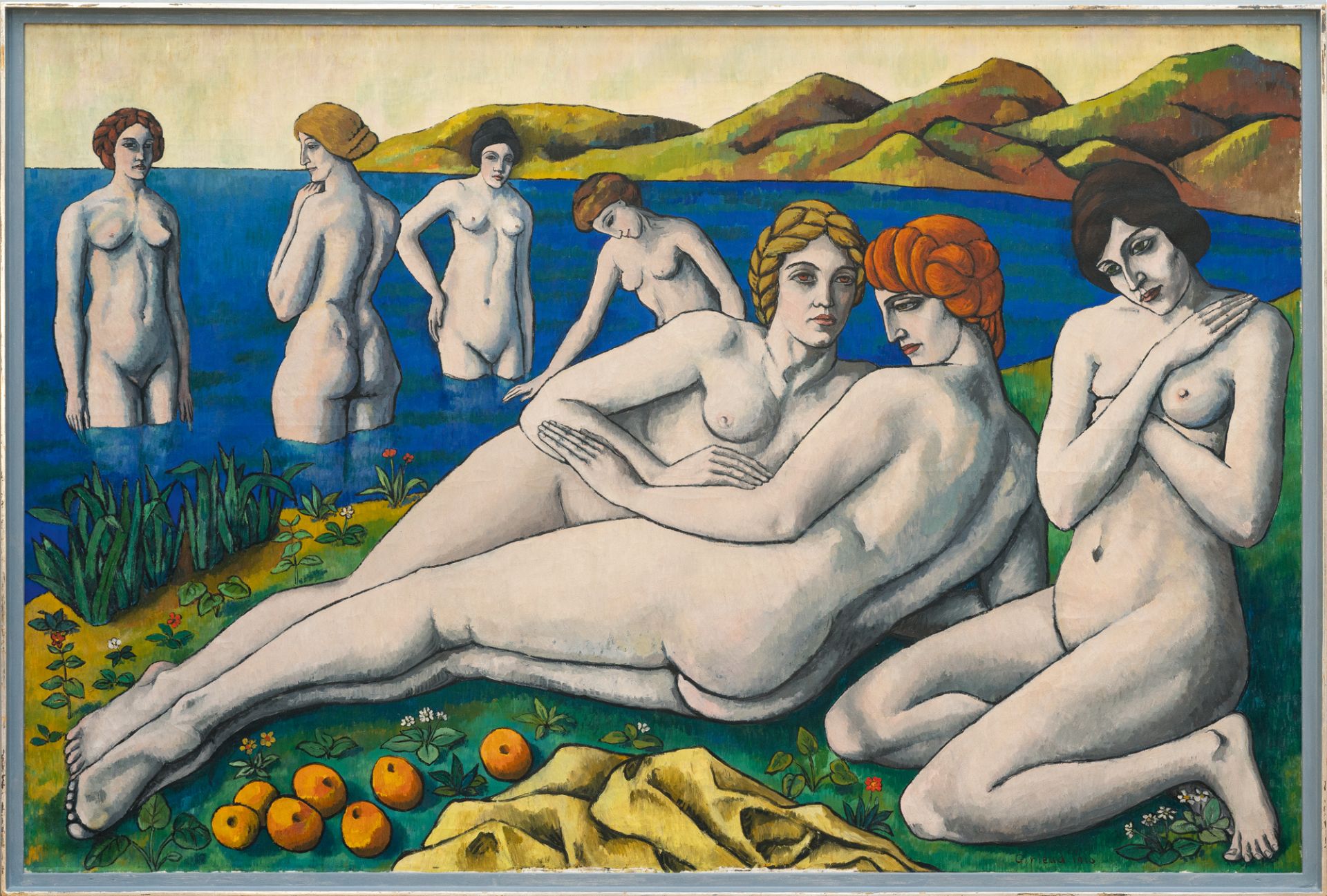Pierre-Paul Girieud, Grand Lesbos (Baigneuses).Oil on canvas. 1910. Ca. 150 x 225 cm. Signed and - Image 3 of 5