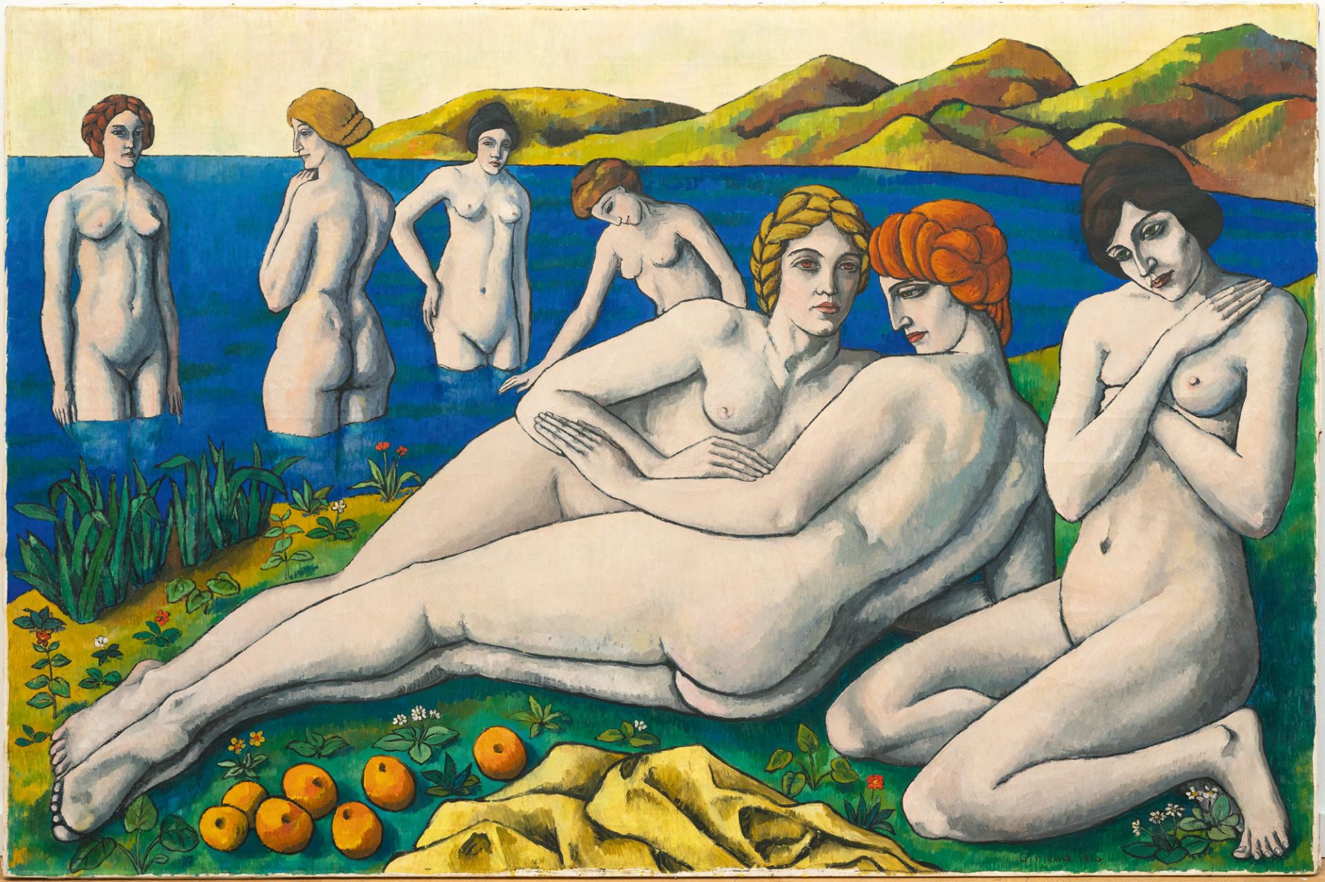 Pierre-Paul Girieud, Grand Lesbos (Baigneuses).Oil on canvas. 1910. Ca. 150 x 225 cm. Signed and - Image 5 of 5