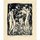 Otto Mueller, Boy in front of two standing and one seated girl.Lithograph on smooth, cream wove. (