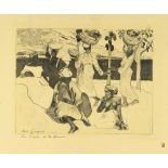 Paul Gauguin, Les Cigales et les fourmis.Zincography on yellow wove. (1889). Ca. 21 x 26 cm (sheet