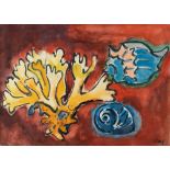 Karl Schmidt-Rottluff, Koralle und Schneckenhäuser“ (Corals and snail shells").Watercolour and brush