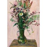 Arnold Balwé, Bouquet against pink background.Oil on canvas. (Around 1935). Ca. 87.5 x 60.5 cm.