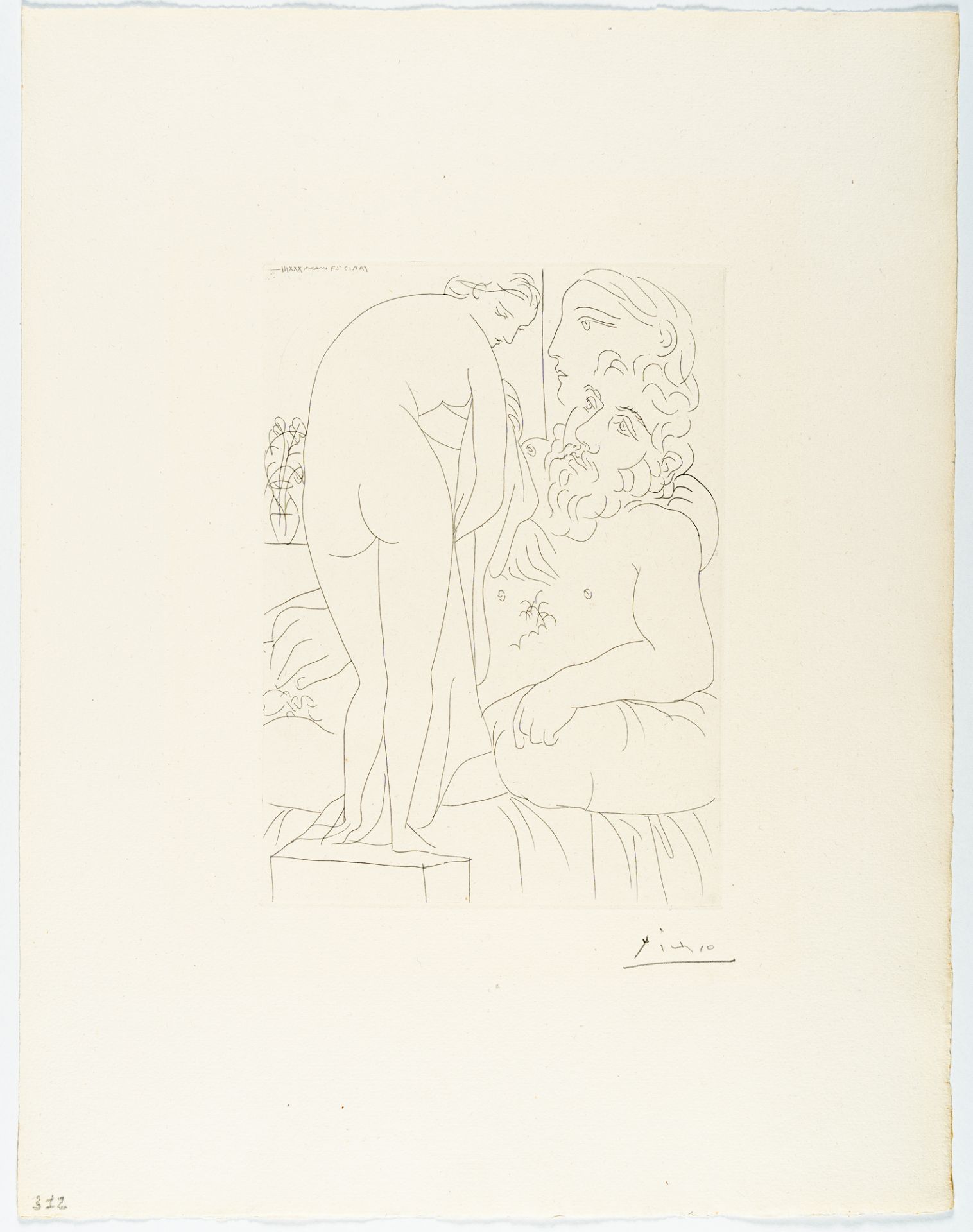Pablo Picasso, Sculpteur au repos avec Marie-Thérèse et sa représentation en Vén.Etching on laid - Image 2 of 3