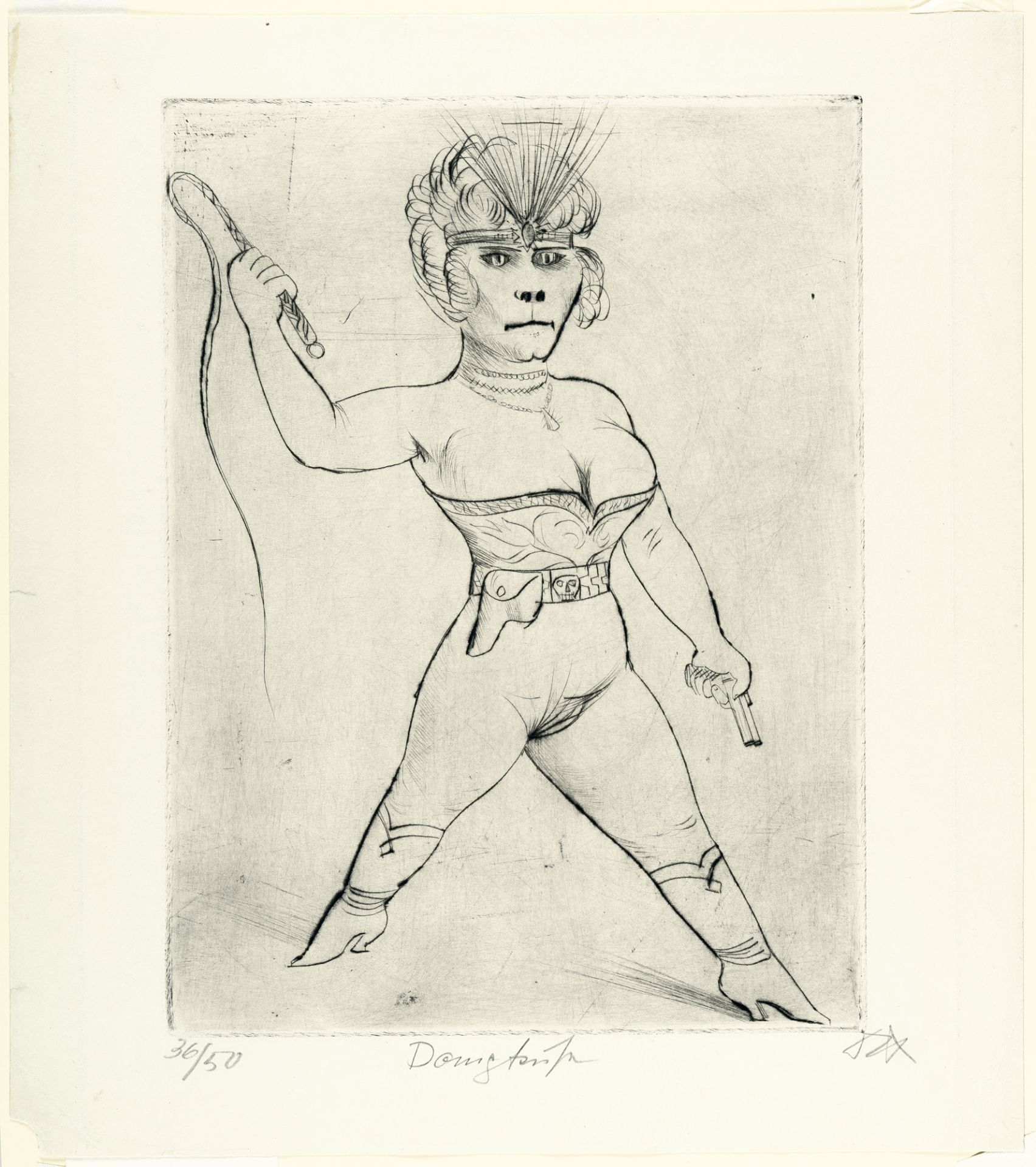 Otto Dix, „Dompteuse“ (Female tamer).Etching with drypoint on heavy wove paper. (1922). Ca. 39.5 x - Image 2 of 3