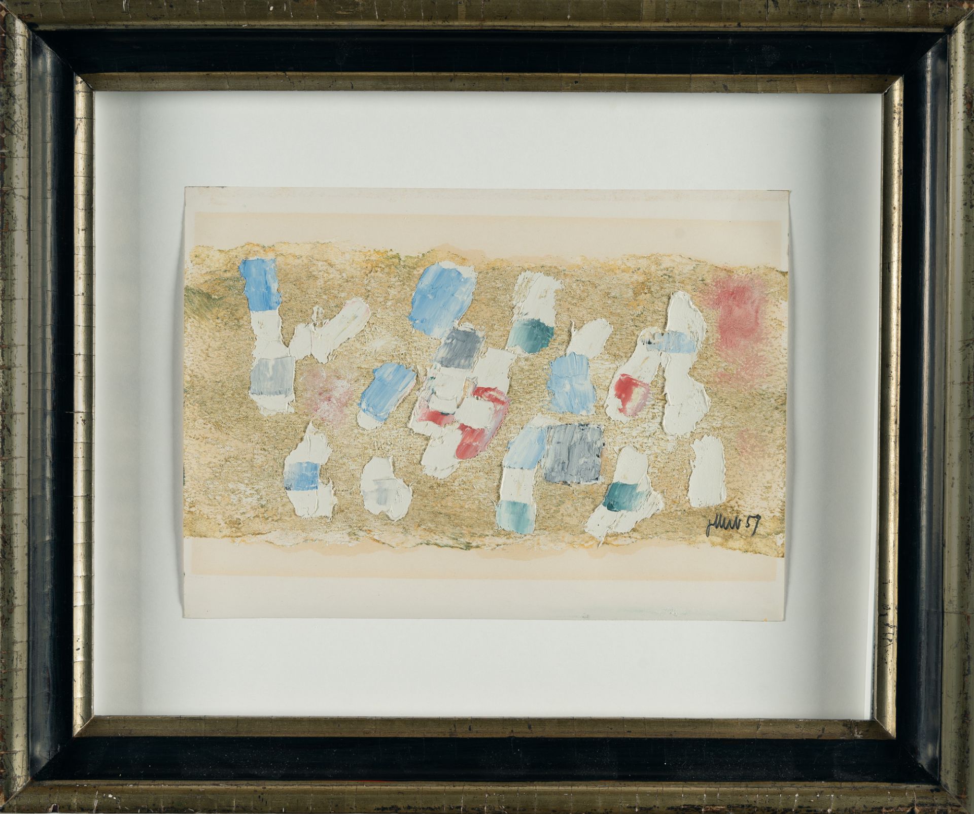 Fritz Winter, Untitled (Abstract composition).Oil on wove. (19)59. Ca. 17.5 × 24 cm. Signed and - Image 4 of 5