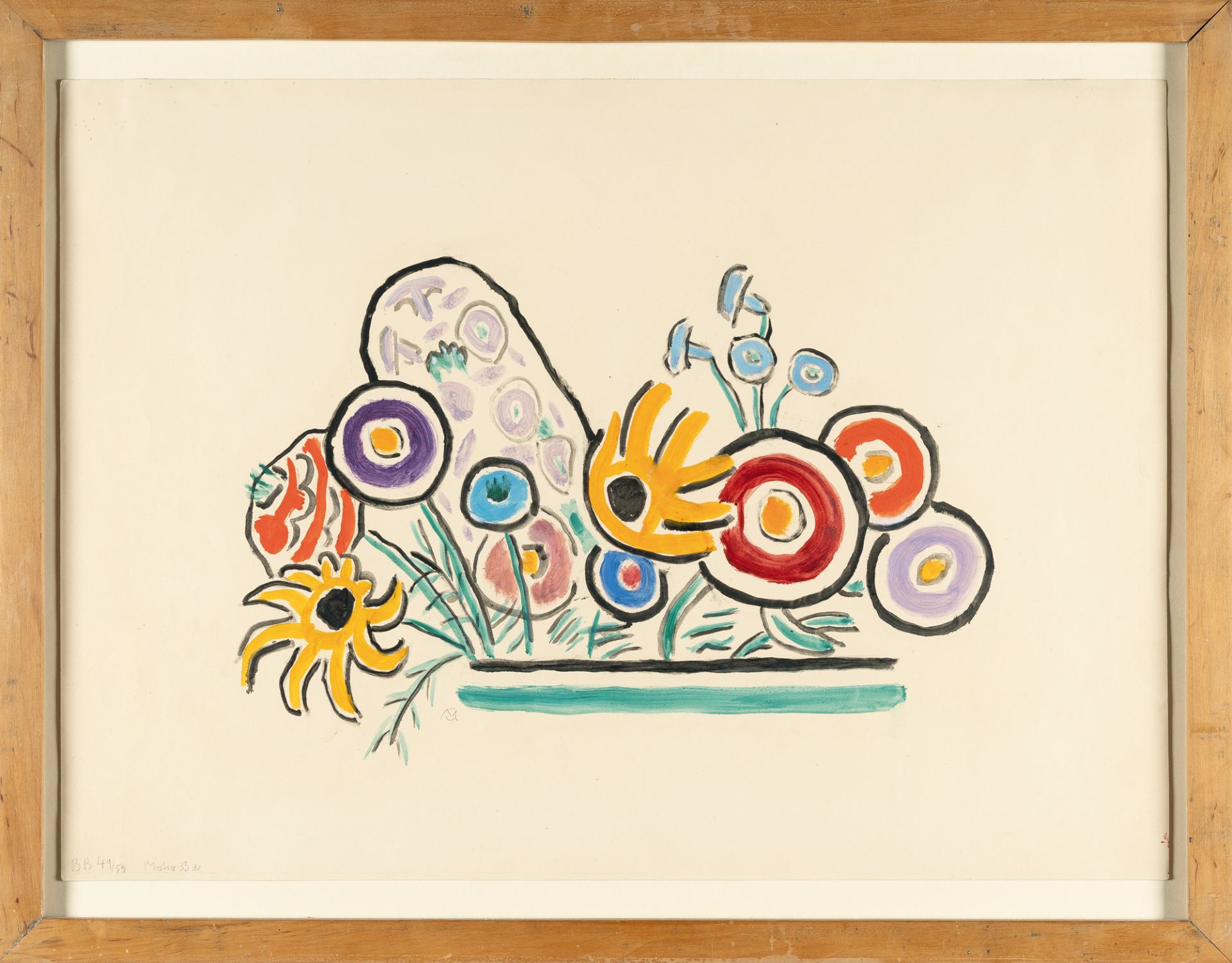 Gabriele Münter, Flower still life.Gouache and Indian ink on cream wove. (1955). Ca. 43 x 59 cm. - Image 4 of 4