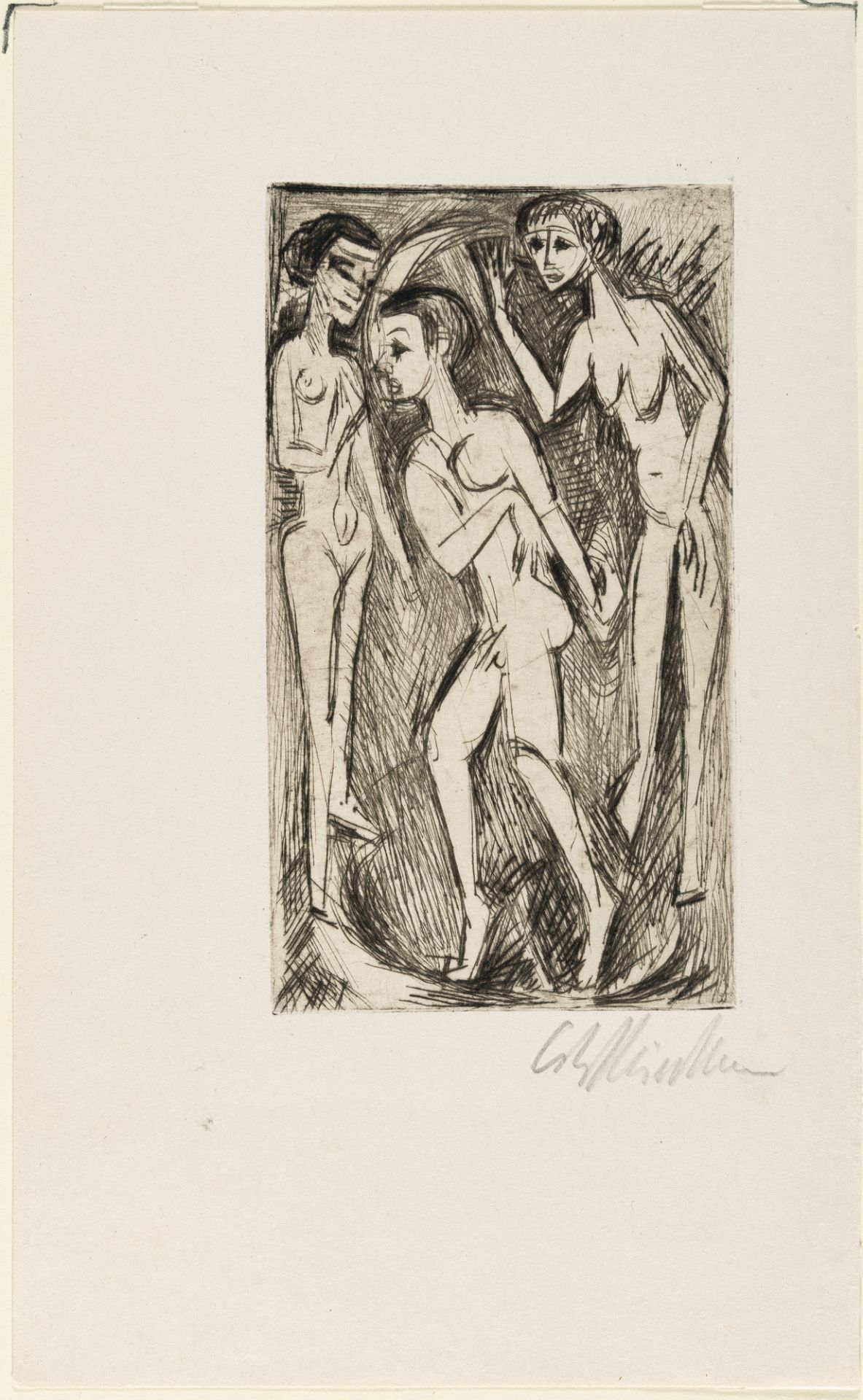 Ernst Ludwig Kirchner, The women's dance.Etching in dark brown with drypoint on velvety paper. ( - Image 2 of 3