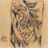 Otto Dix, „Die Hure“ (The whore (Love making)).Chalk on yellowish wove. 1918. Ca. 40 x 39 cm. Signed