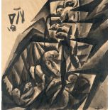 Otto Dix, Stairs to the shelter.Brush and Indian ink over pencil on smooth, brown drawing paper. (