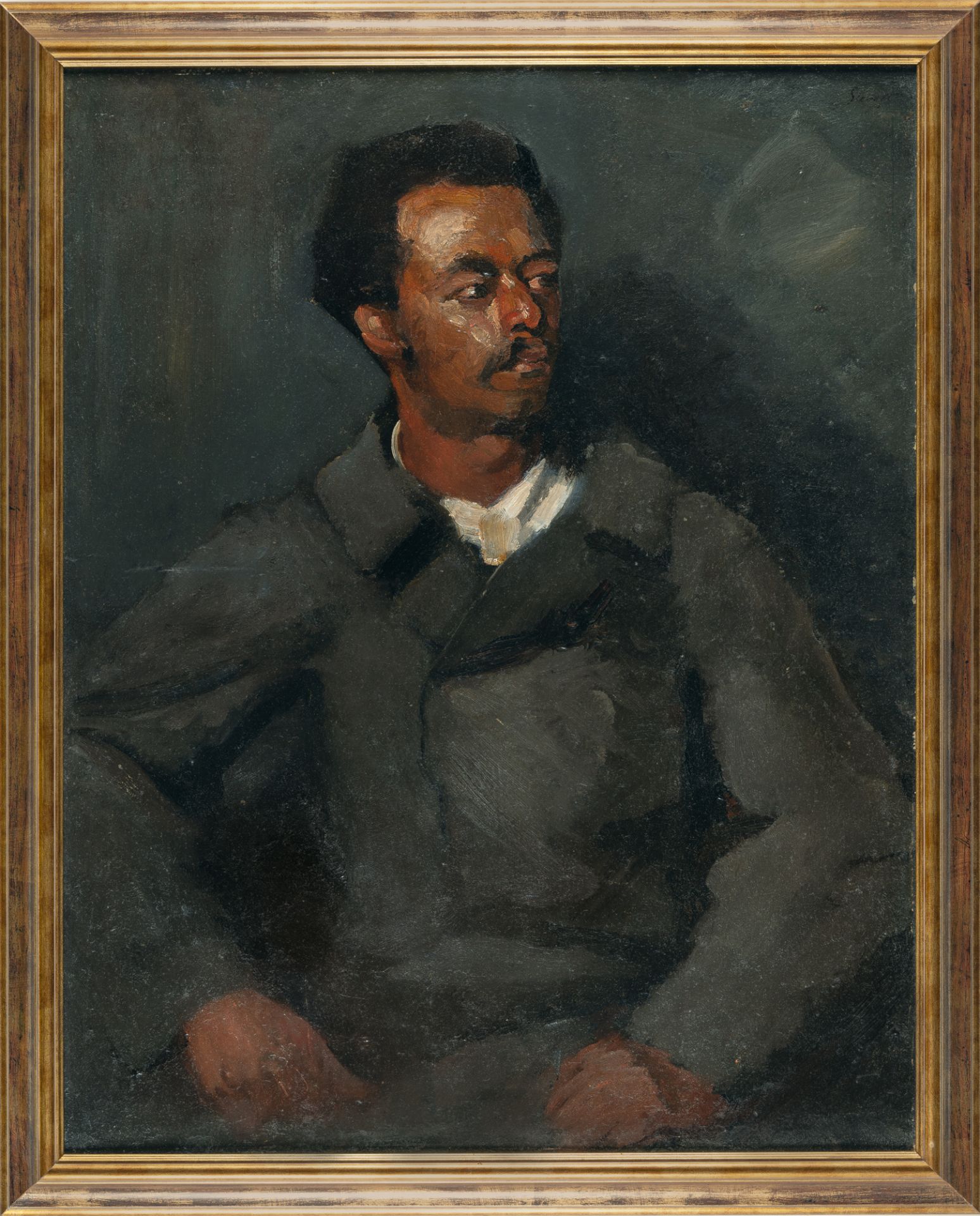 Max Slevogt, Portrait sketch of an African.Oil on Bristol cardboard. (Around 1895-1900). Ca. 84 x - Image 5 of 5