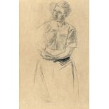 Max Liebermann, Recto: Study of a girl – Verso: Study of a woman.Chalk on brown wove. Ca. 36.5 x