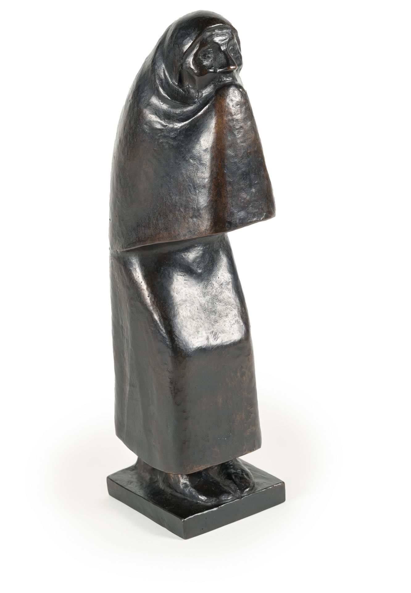Ernst Barlach, Woman crying.Bronze with dark brown patina. (1923). Height ca. 43 cm (base ca. 11 x