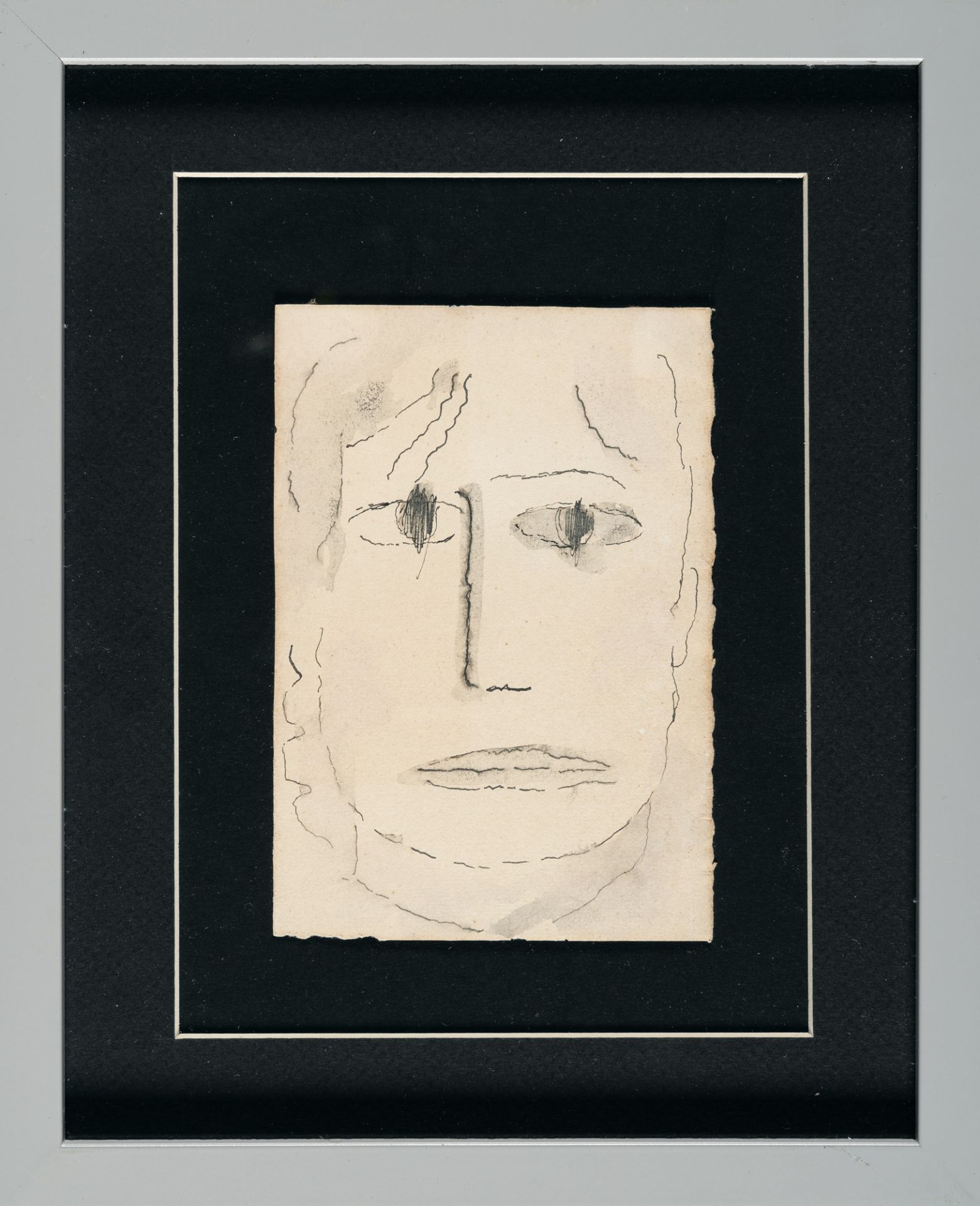 Alexej von Jawlensky, Untitled (Head seen from the front with open eyes).Black ink on firm cream - Image 4 of 5