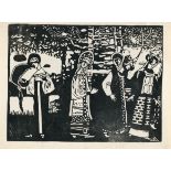 Wassily Kandinsky, Women in a forest.Woodcut on fine Japanese laid paper. (1907). Ca. 14.5 x 19