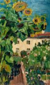 Arnold Balwé (1898 Dresden - Feldwies am Chiemsee 1983) – Sonnenblumen vorm Haus