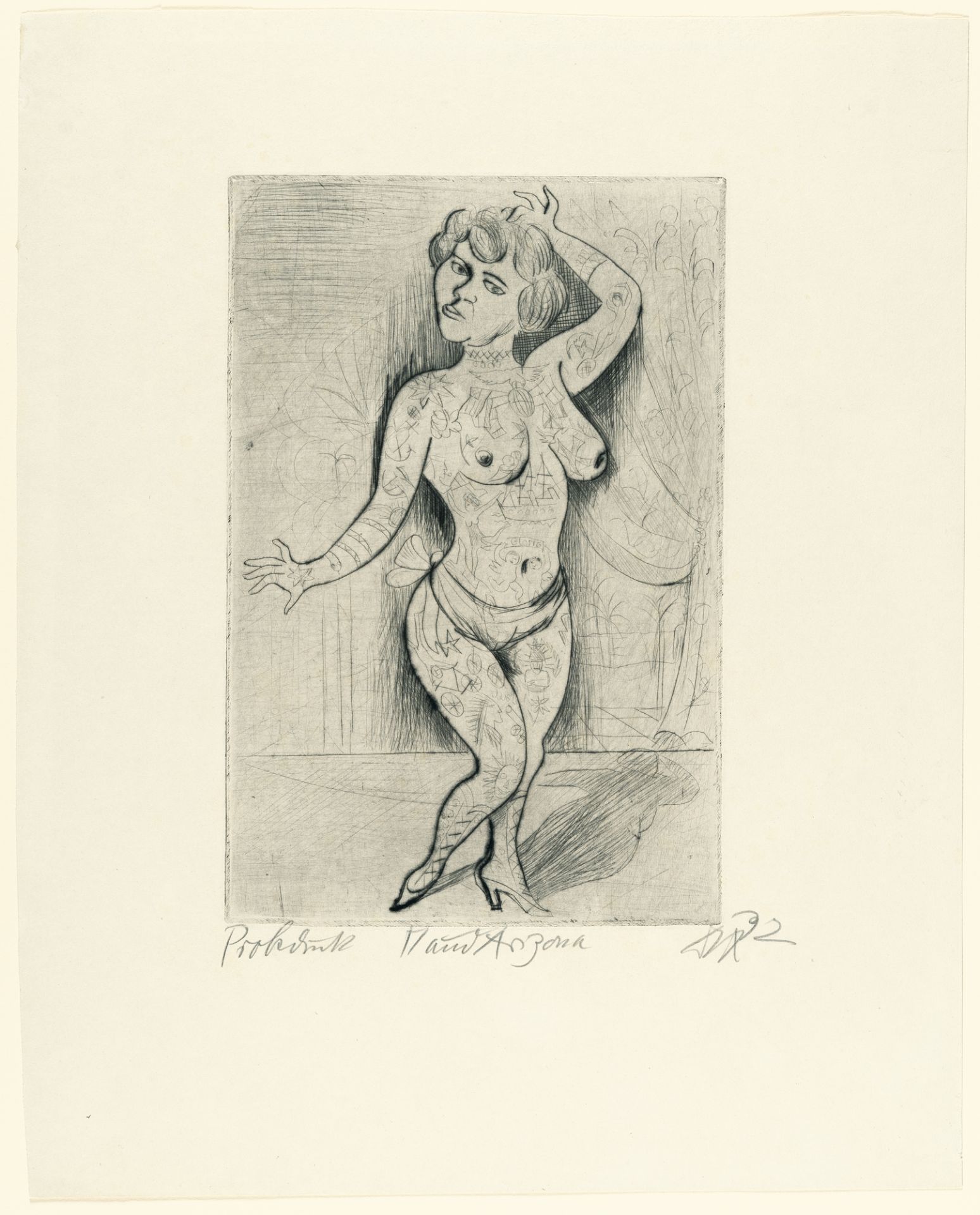 Otto Dix, „Maud Arizona“ (Suleika, the tattooed wonder).Etching on heavy wove paper. (19)22. Ca. - Image 2 of 3